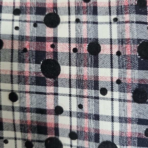 🎈2/40pink/white/black plaid lace trim pleated lightweight handmade skirt linedM - Picture 4 of 6